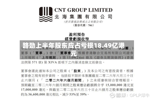 路劲上半年股东应占亏损18.49亿港元