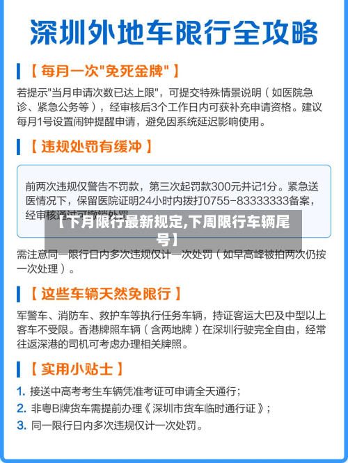 【下月限行最新规定,下周限行车辆尾号】