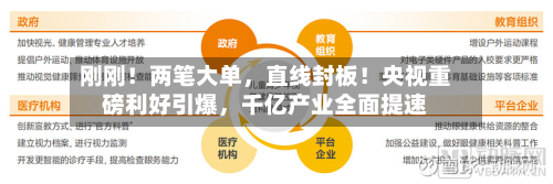 刚刚!两笔大单,直线封板!央视重磅利好引爆,千亿产业全面提速-第2张图片